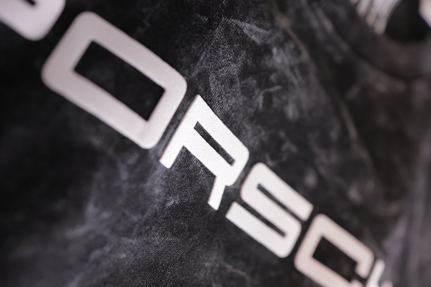 Porsche- Black Acid Wash Round Neck T-shirt