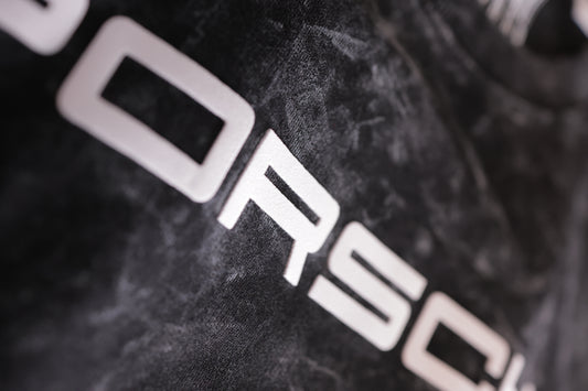 Porsche- Black Acid Wash Round Neck T-shirt