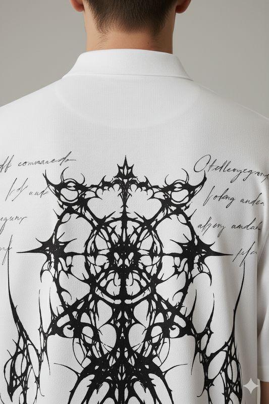 NETHERBLOOM-White Oversized Half sleeves Shirt