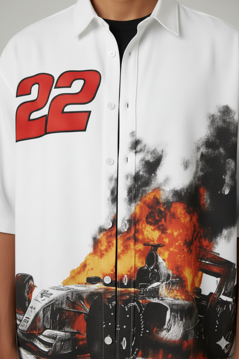 F1 22-Oversized Half White Shirt