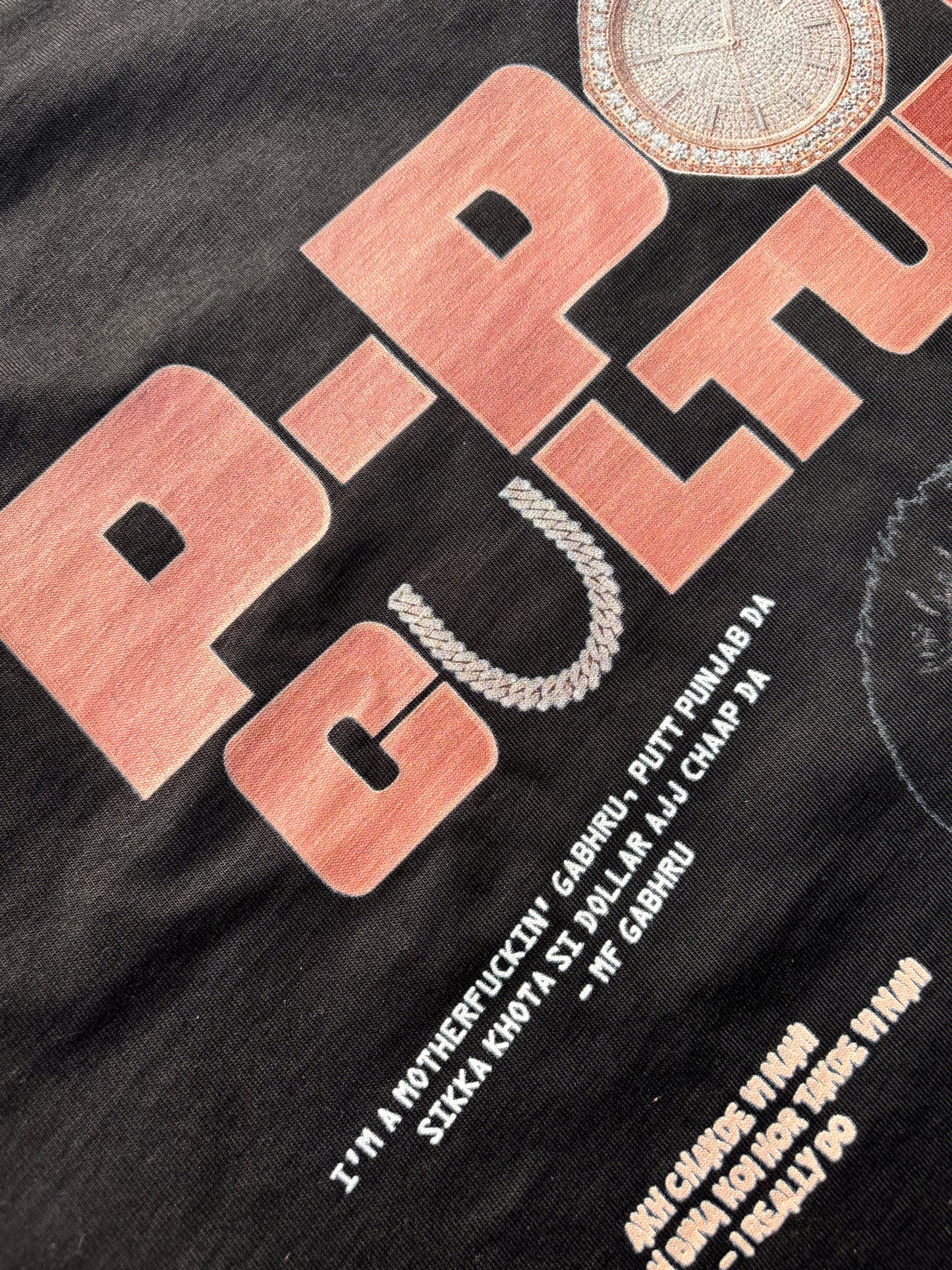 "Aujla Paglu" P-Pop Culture Tour Edition-Regular Fit Black T shirt