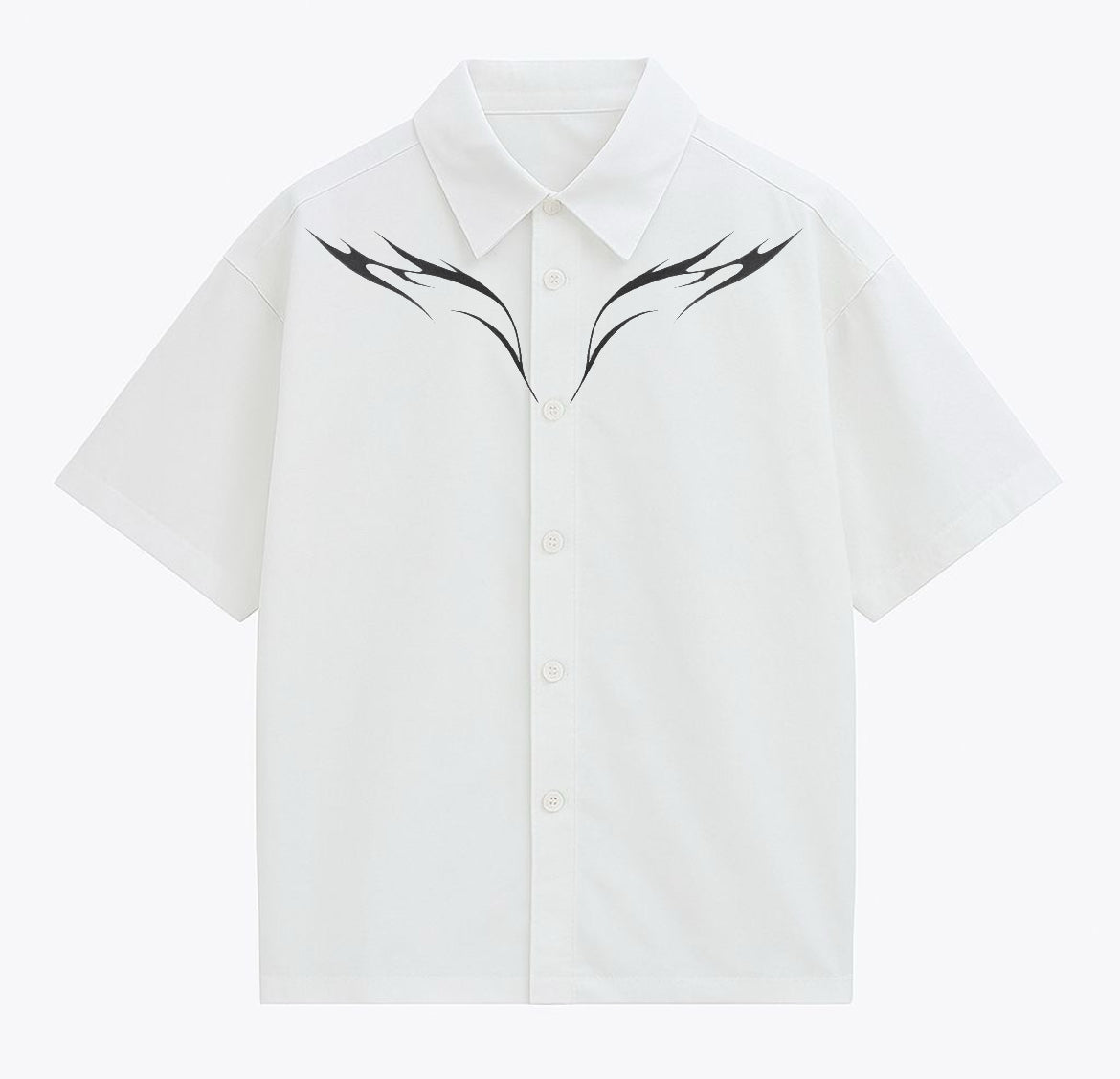 NETHERBLOOM-White Oversized Half sleeves Shirt