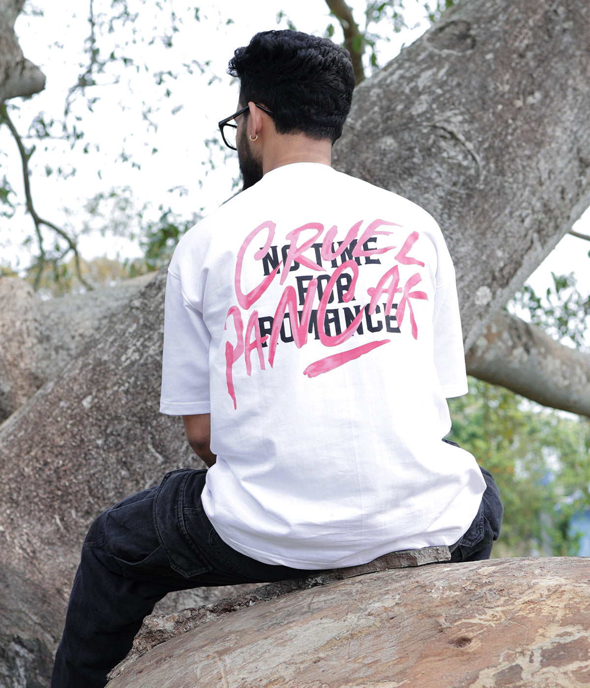 No Time For Romance- White Crew Neck T-shirt