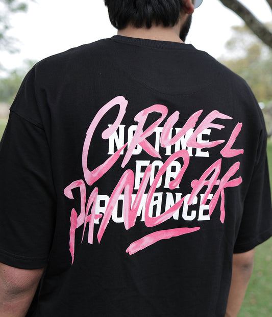 No Time For Romance- Black Crew Neck T-shirt