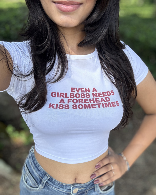FOREHEAD KISSES ARE MANDATORY - White Short Baby Tee