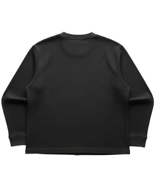 Black waffle knit oversized full-sleeve Back Design