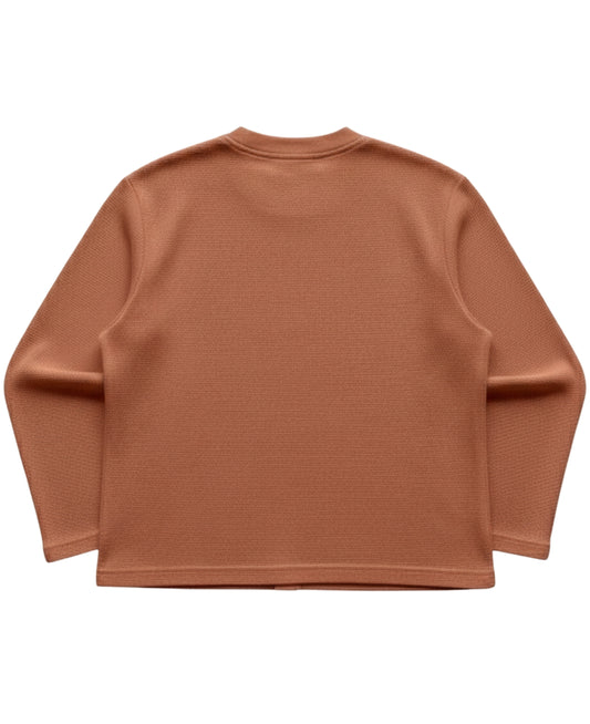 Brown waffle knit oversized full-sleeve Back Design