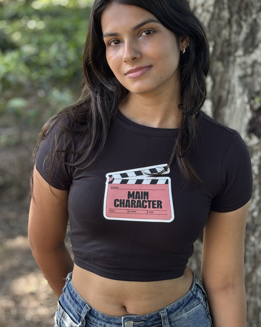 MAIN CHARACTER -Black Short Baby tee