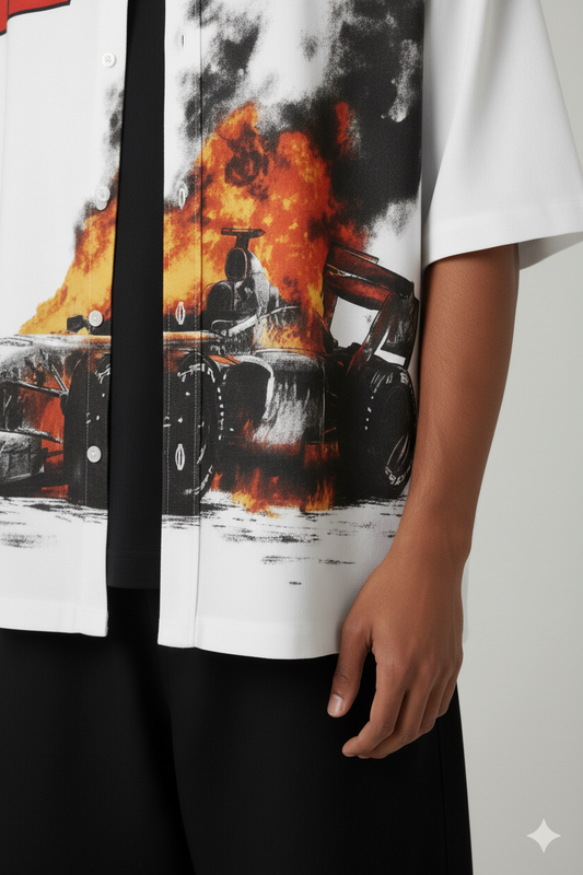 F1 22-Oversized Half White Shirt