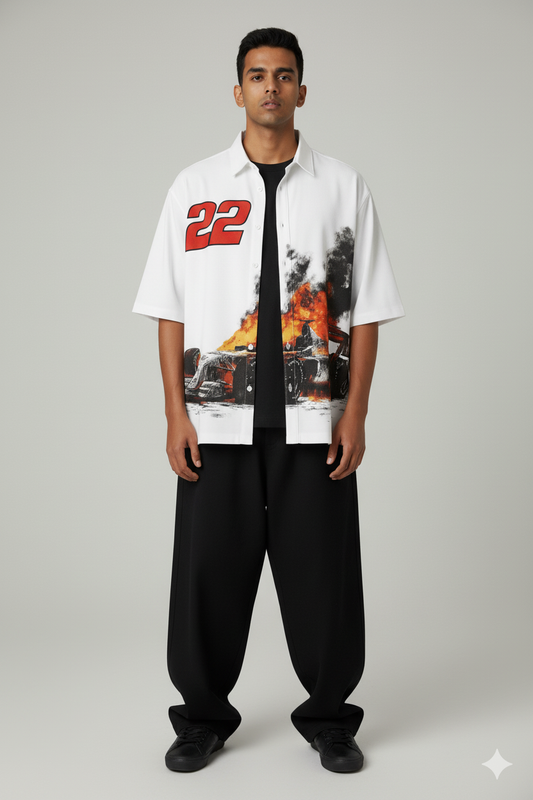 F1 22-Oversized Half White Shirt