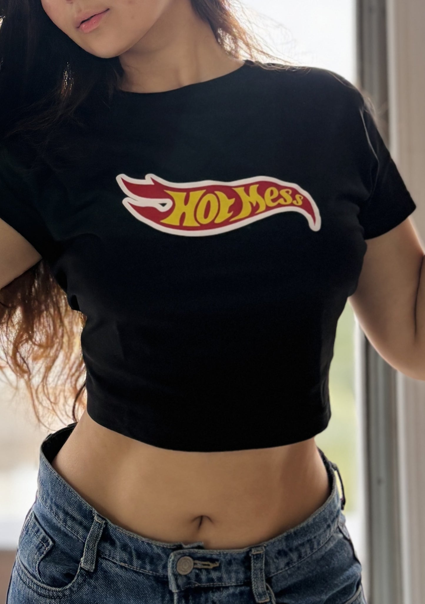 HOT MESS-Black Crop Top