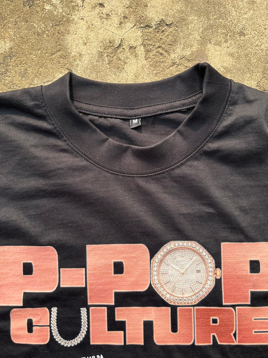 "Aujla Paglu" P-Pop Culture Tour Edition-Regular Fit Black T shirt