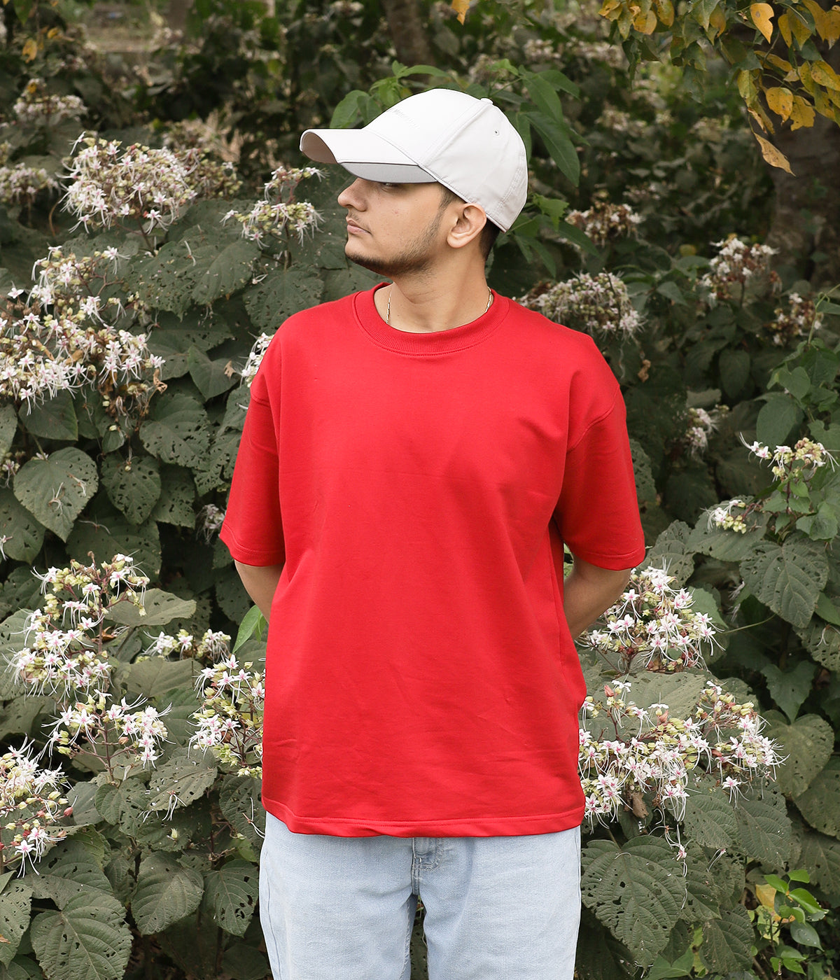 Walking Green Flag- Red Round Neck T-shirt