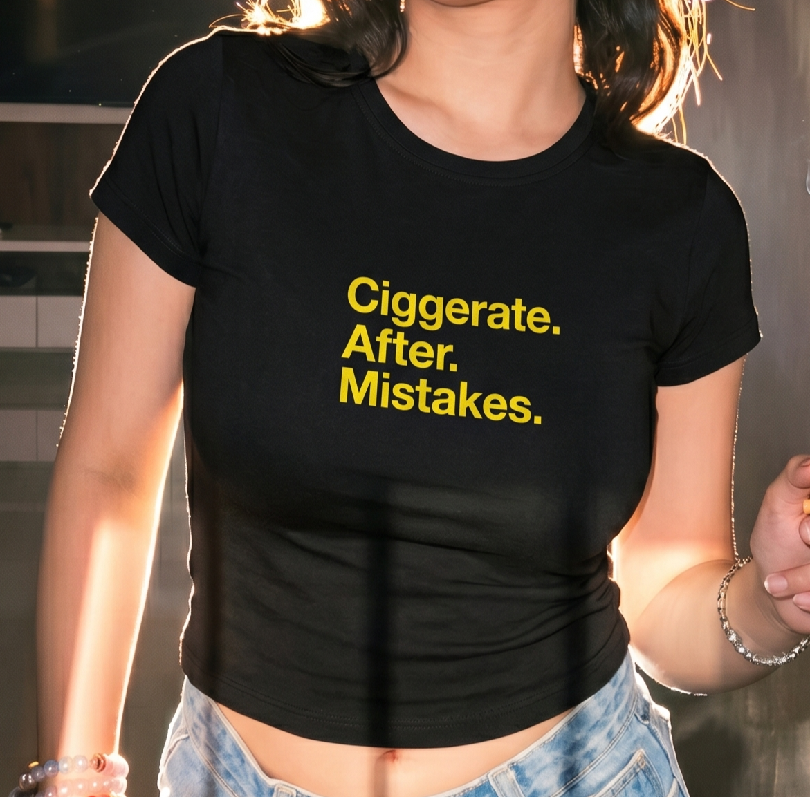 Cigarette - Black Long Baby Tee