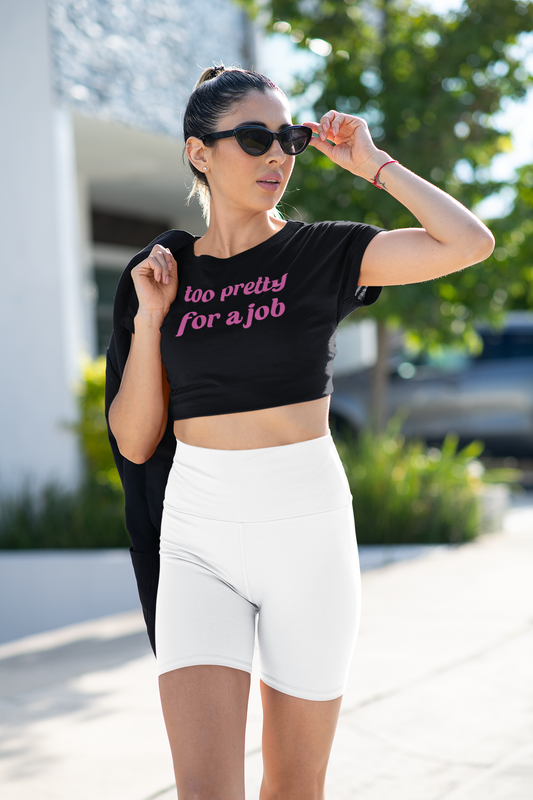 TOO PRETTY FOR A JOB-BLACK CROP TOP