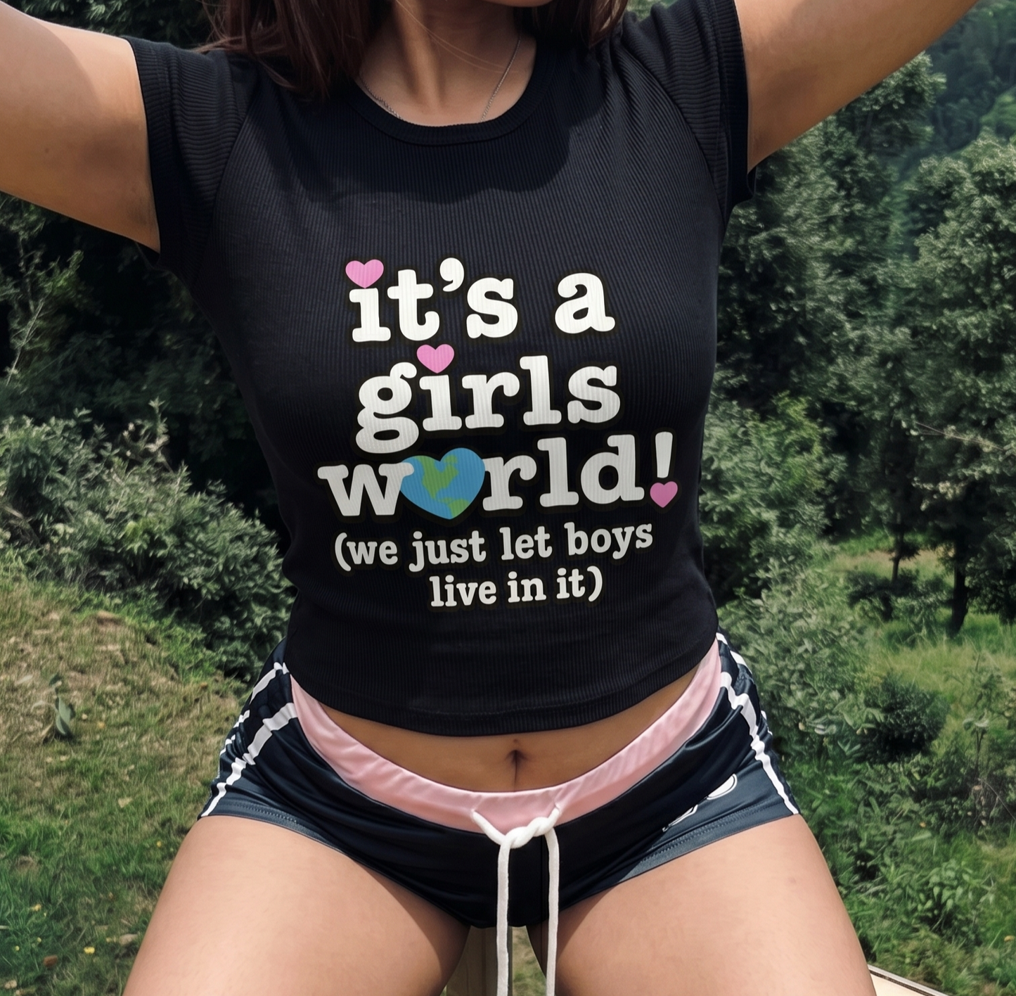 It's A Girls World- Black Baby tee