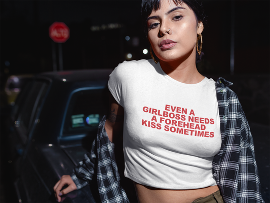 FOREHEAD KISSES ARE MANDATORY - White Baby Tee
