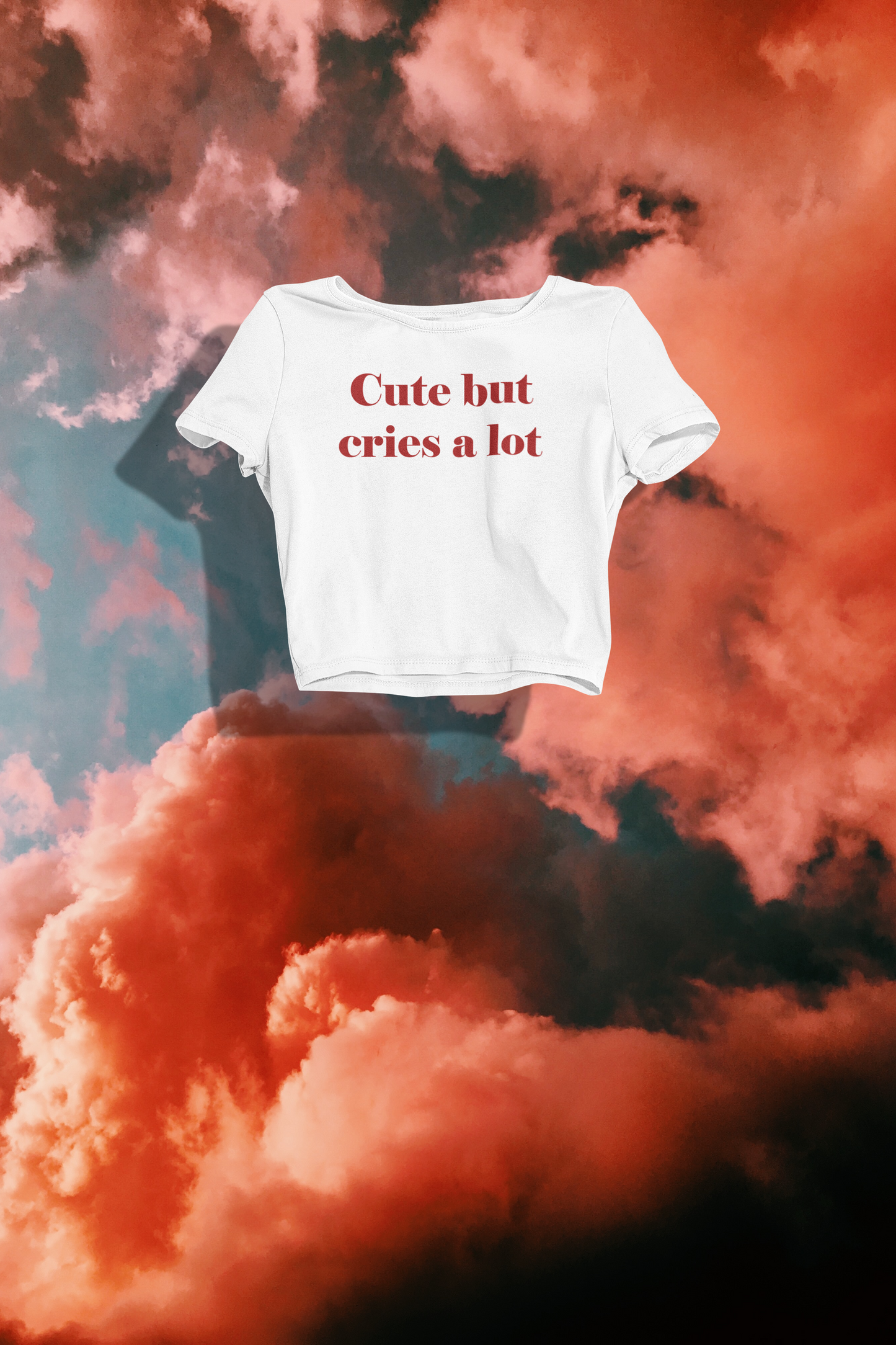 CUTE BUT CRIES A LOT- White Crop Top