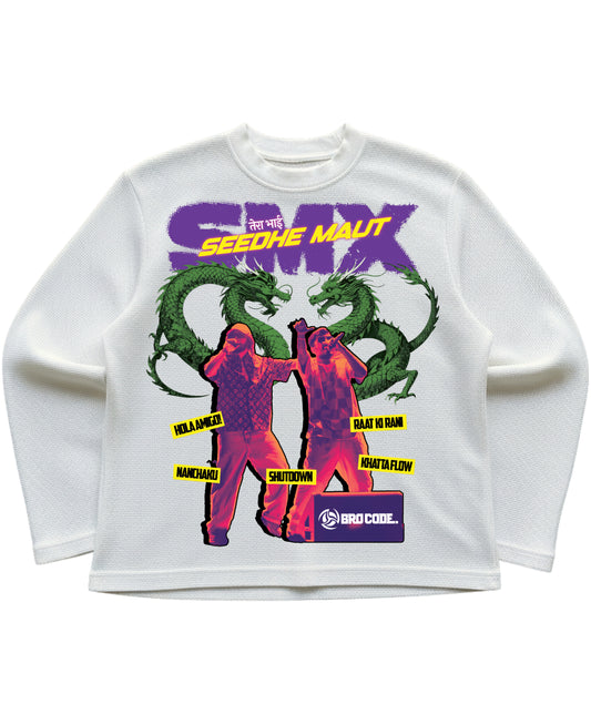 Off-white waffle knit oversized full-sleeve Front Design