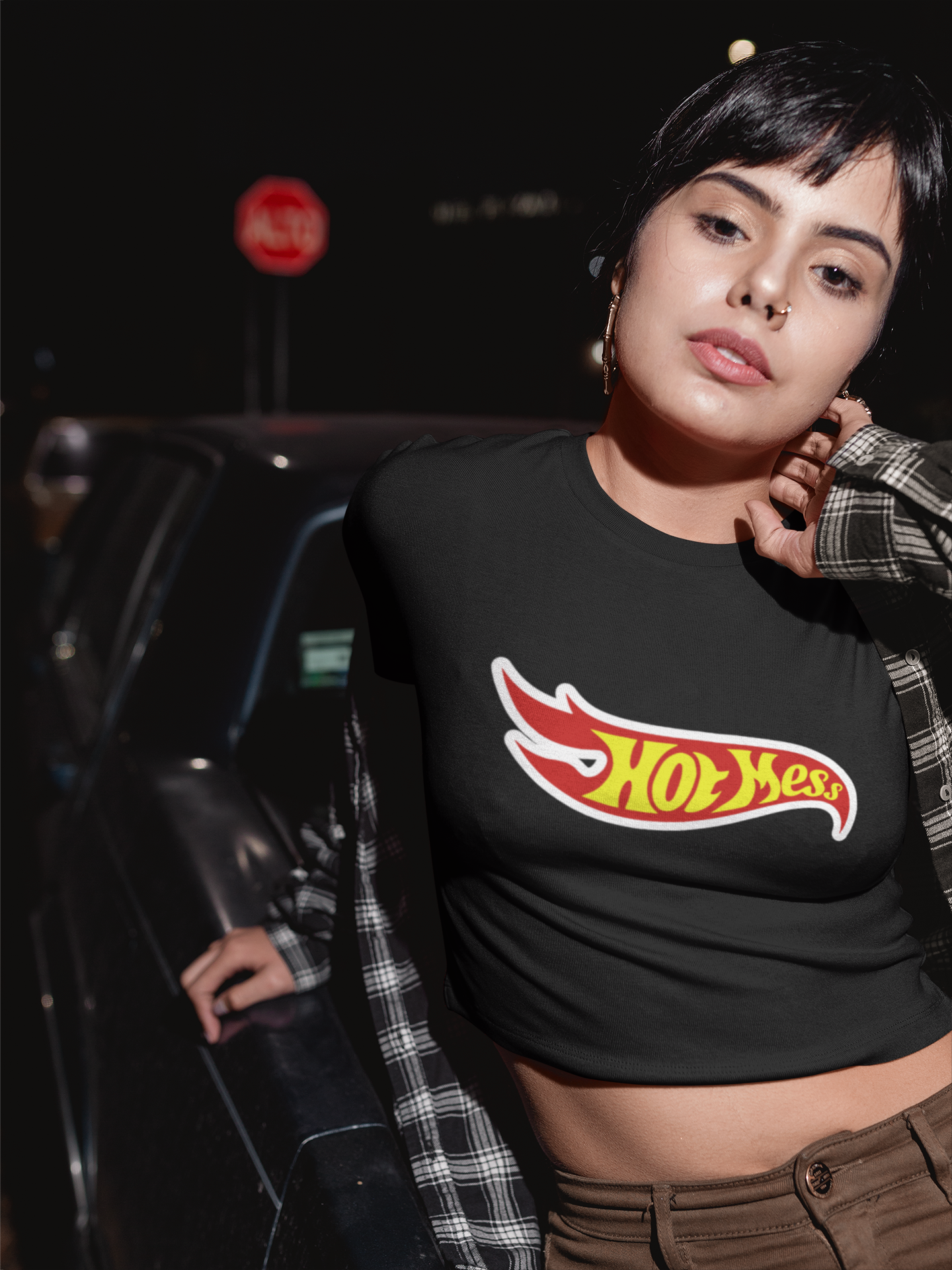 HOT MESS-Black Crop Top